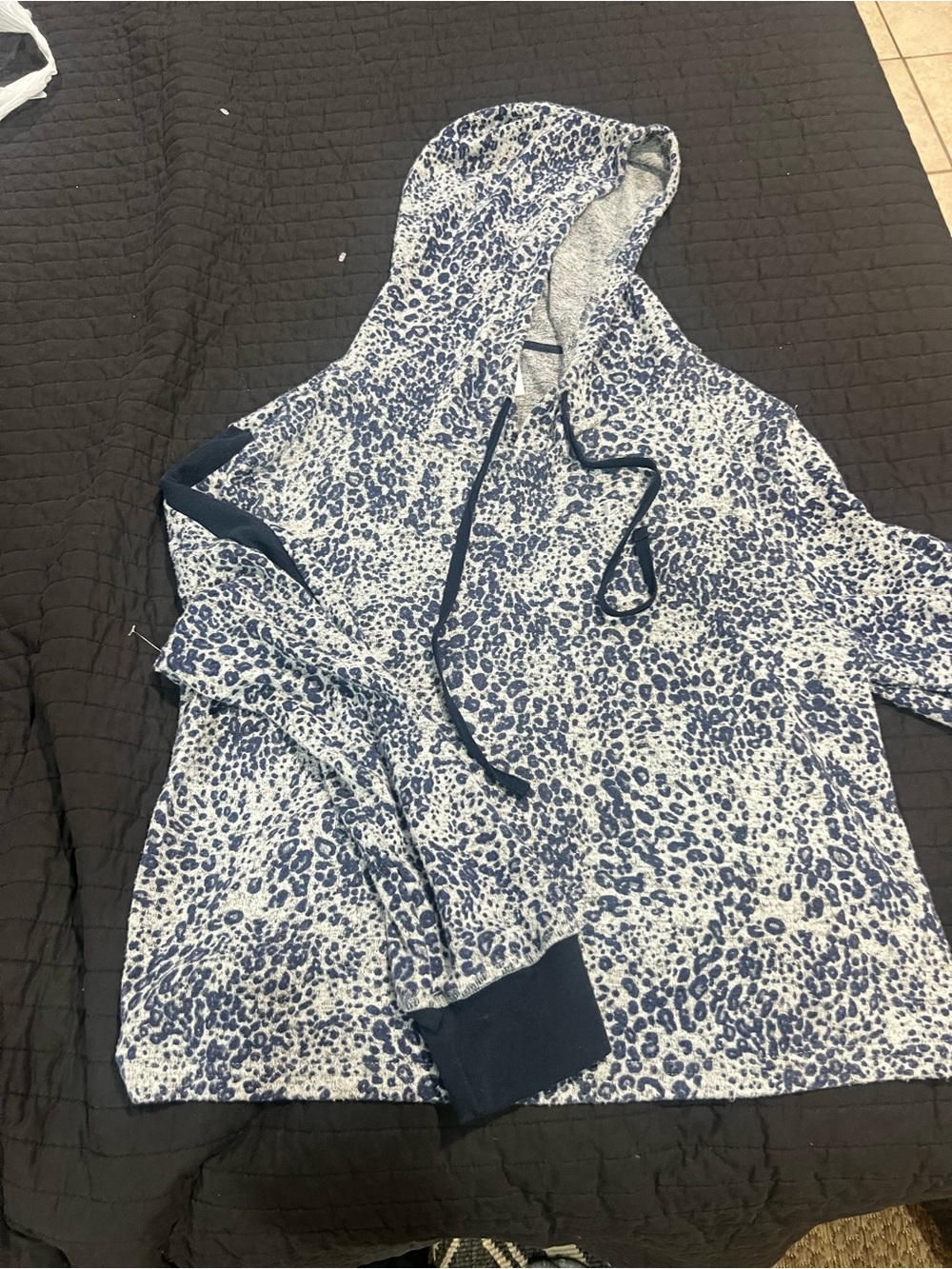 Champion Blue Leopard Print Hooded Bomber Jacket - Women